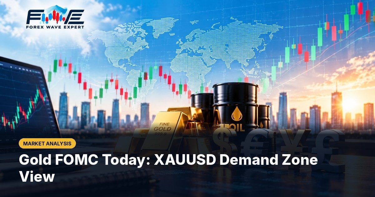 Gold FOMC today: XAUUSD 2 hour chart with demand zone, order block and supply area before the Fed decision