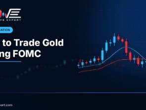 XAUUSD gold chart with a marked FOMC news time, stop loss and take profit levels