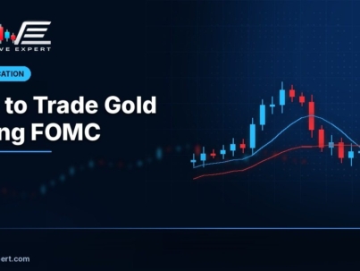 XAUUSD gold chart with a marked FOMC news time, stop loss and take profit levels
