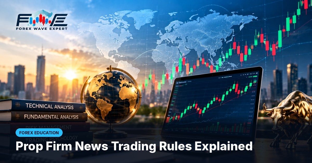 Chart of a gold price spike around a news release showing a no trade window, illustrating prop firm news trading rules